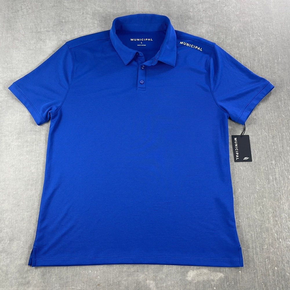 Municipal Mens Large Cobalt Blue SportCross Golf Core Polo Short Sleeve Shirt